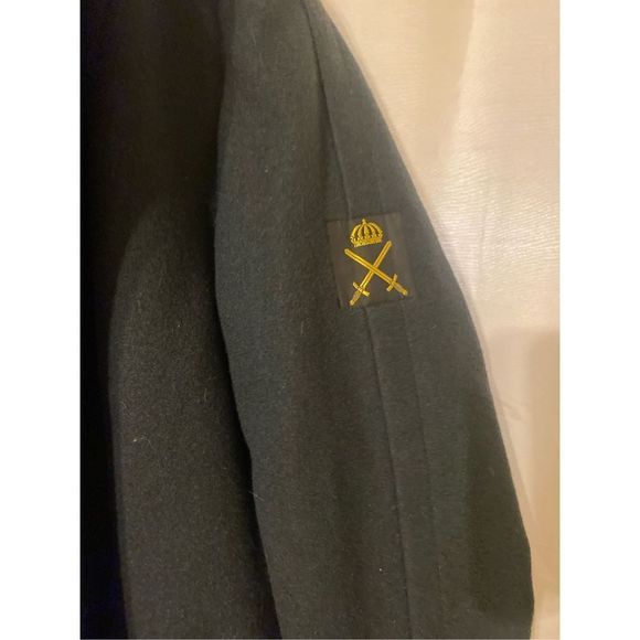 Vintage CBV Karlskrona Swedish Military Grey  Wool Hooded Coat Overcoat 40 - Picture 10 of 16